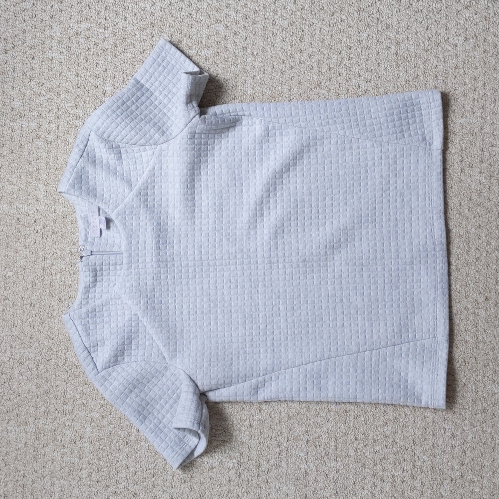 1. State structure grid pattern short sleeve top, XS, Grey